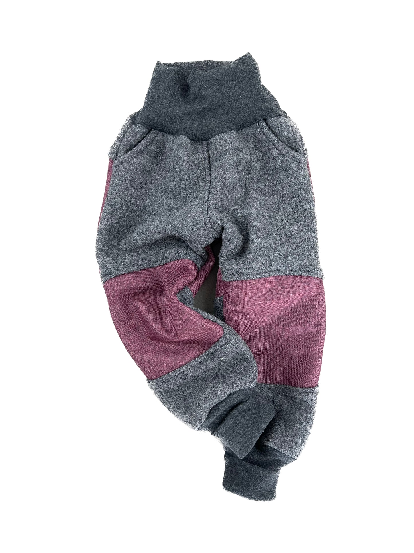 Wollwalkhose für Kinder – Tobehose mit Besatz * Grau