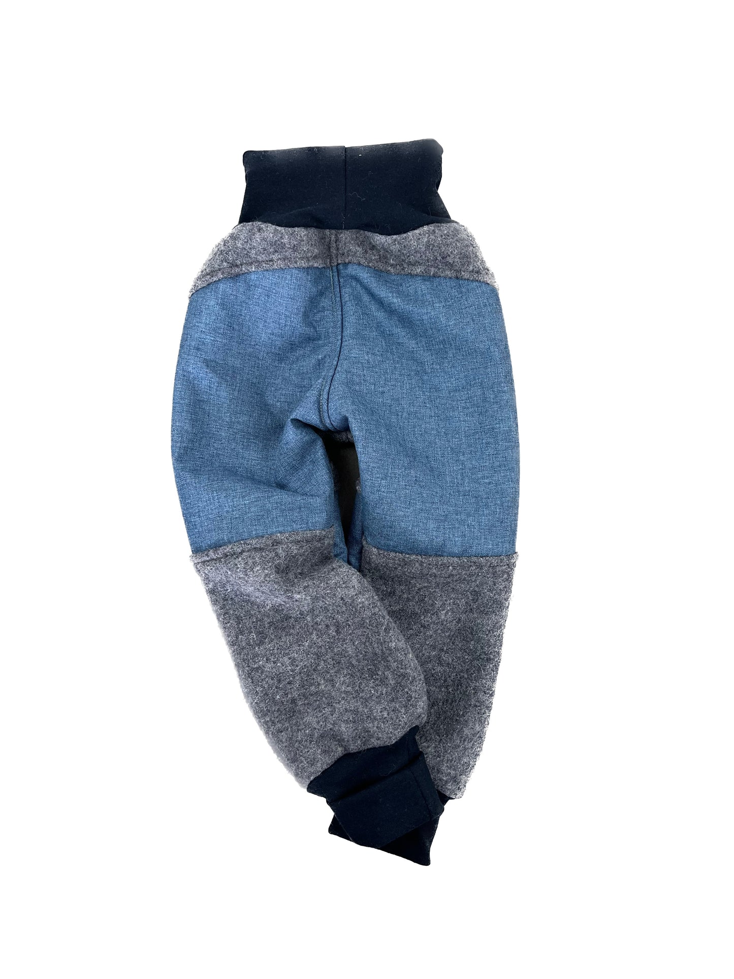 Wollwalkhose für Kinder – Tobehose mit Besatz * Grau