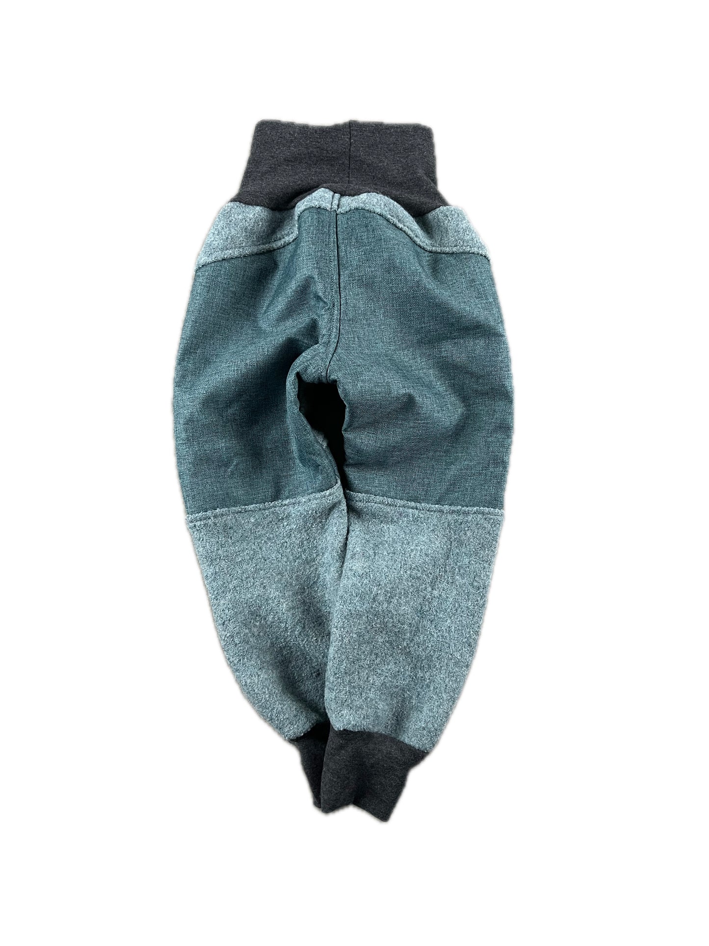 Wollwalkhose für Kinder – Tobehose mit Besatz * Eisblau