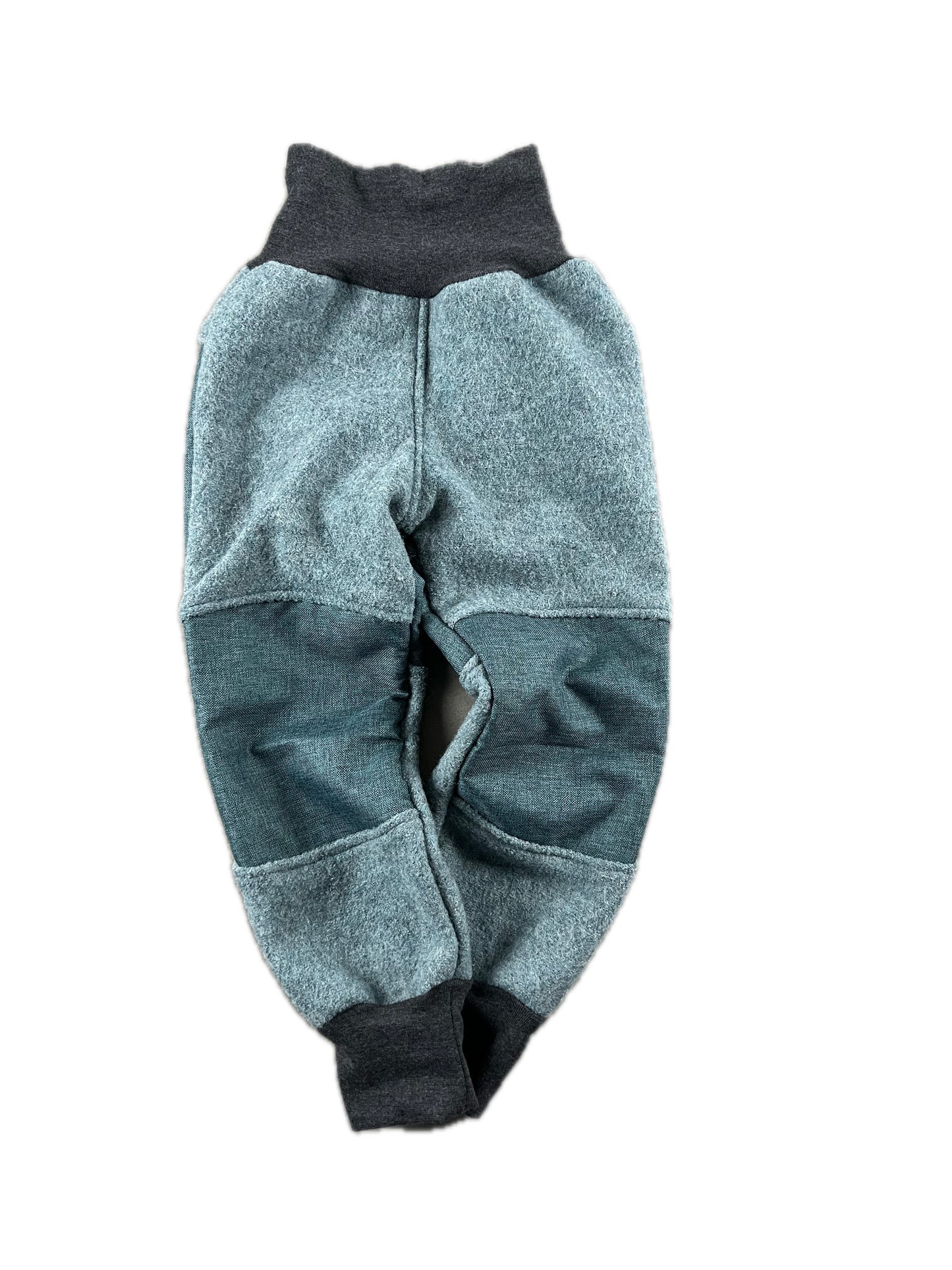 Wollwalkhose für Kinder – Tobehose mit Besatz * Eisblau
