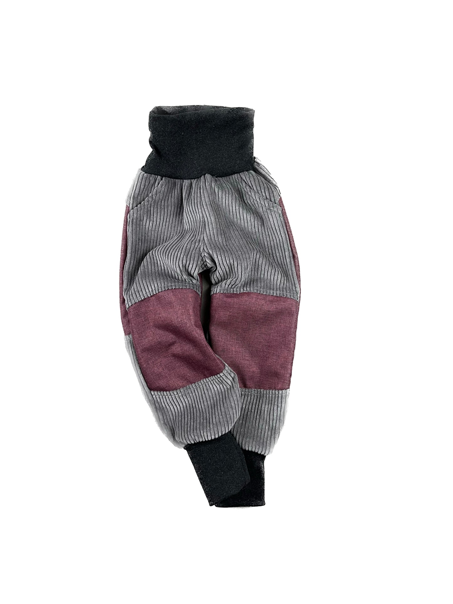 Cordhose für Kinder – Tobehose mit Besatz * Grau