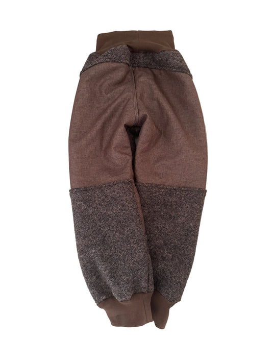 Wollwalkhose für Kinder – Tobehose mit Besatz * Braun