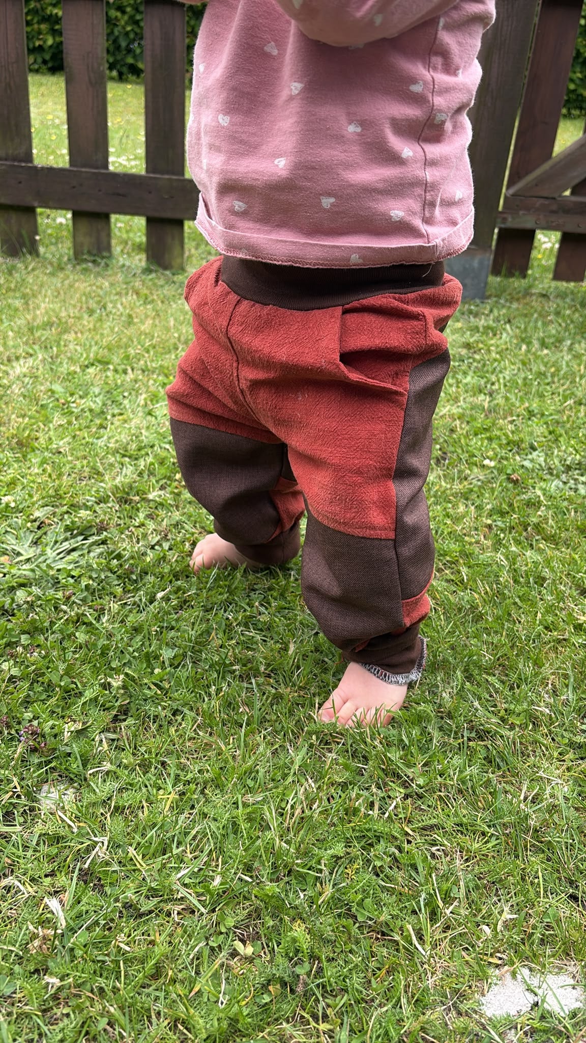 Leinenhose für Kinder Fuchsrot - Tobehose mit Besatz