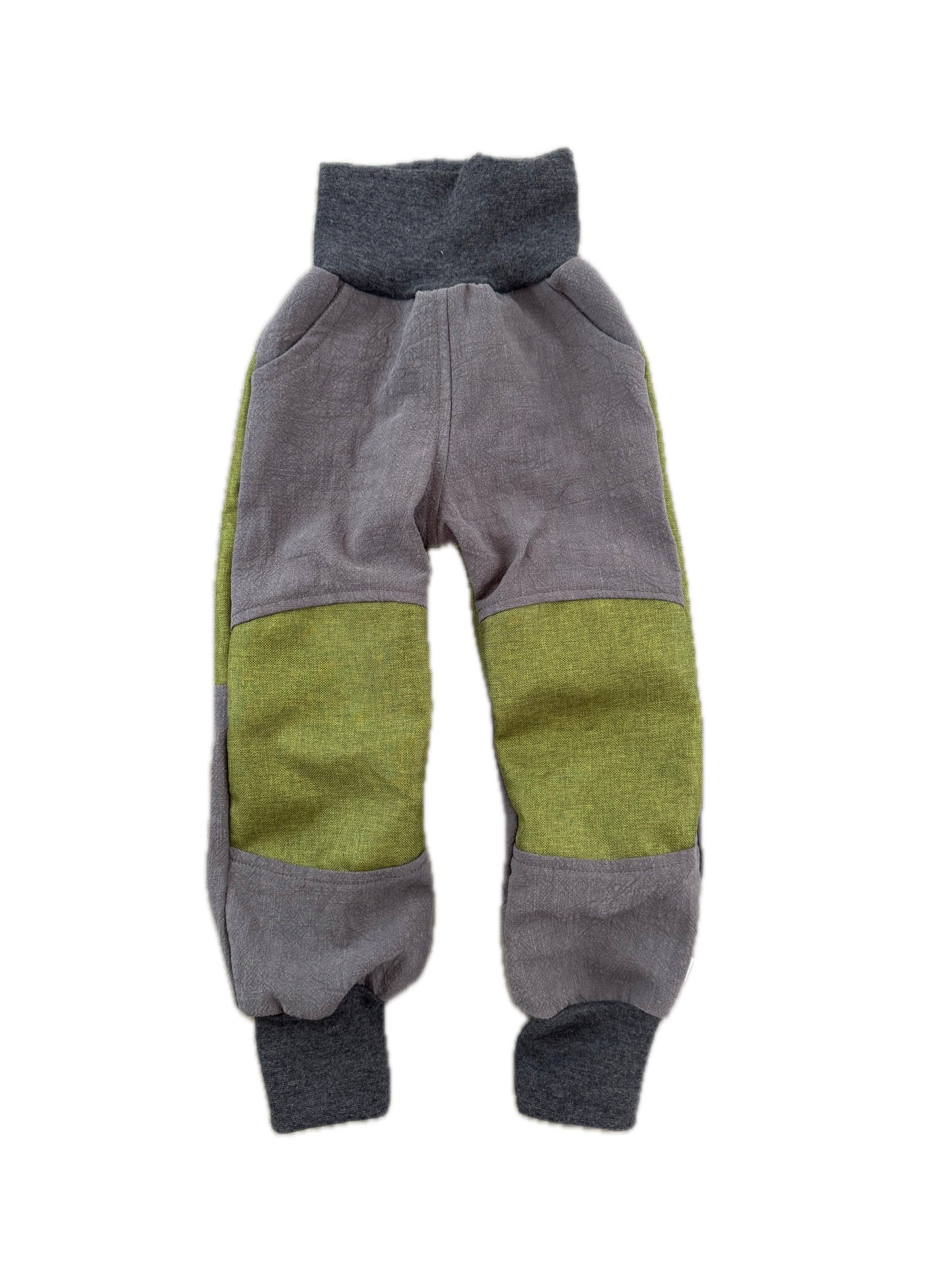 Leinenhose für Kinder Felsgrau - Tobehose mit Besatz