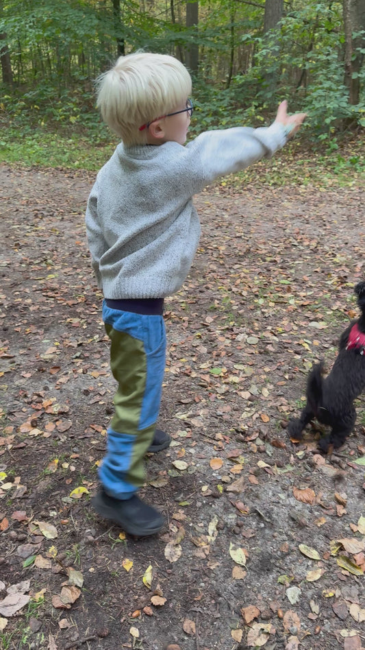 Cordhose für Kinder – Tobehose mit Besatz * Blau